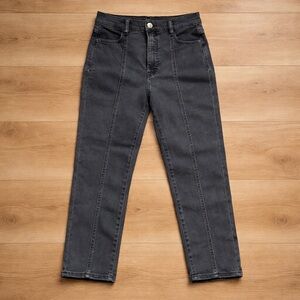 Express Black Straight Leg Slim Super High Rise Jeans
